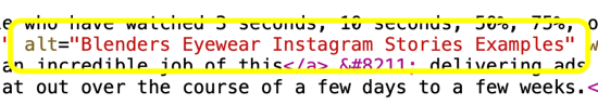 Hogyan adhatunk alt szöveget az Instagram bejegyzéseihez, példa az alt szövegre a html kódban