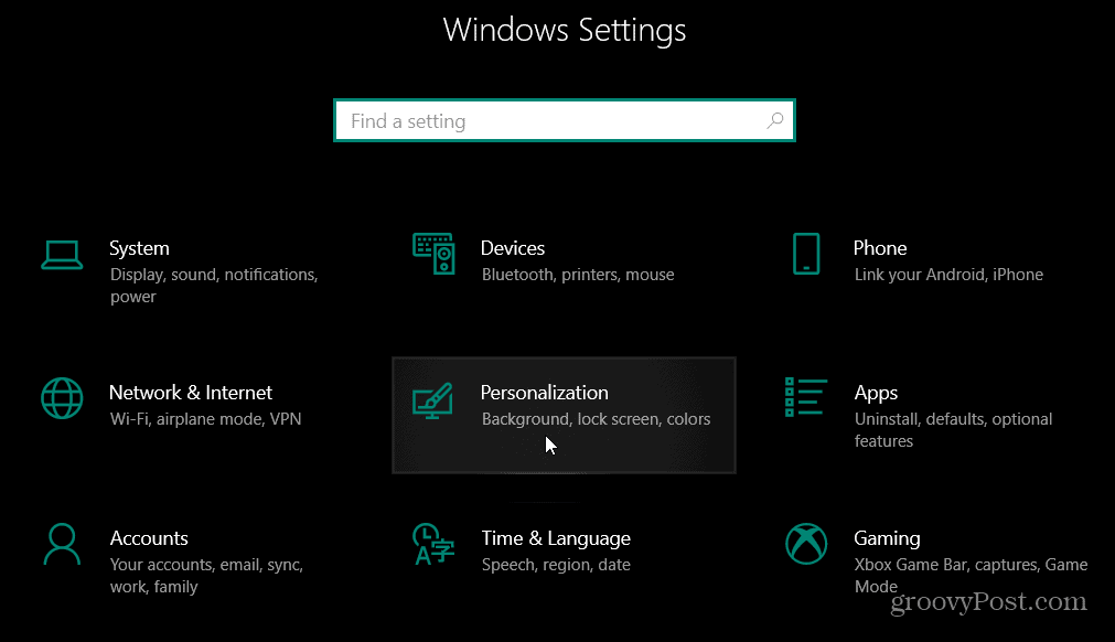 Testreszabási beállítások Windows 10