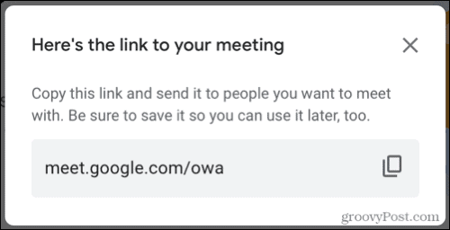 Google Meet link