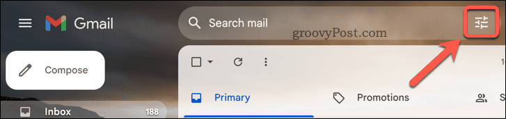 Gmail speciális keresés gomb