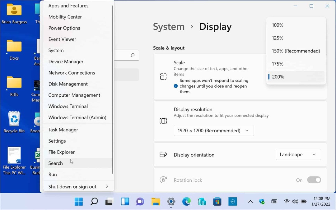 A megjelenítési lépték beállításainak módosítása Windows 11 rendszeren