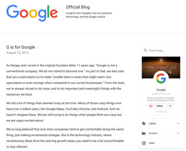 google márkanevű bejelentő levél