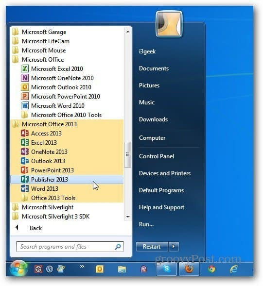 mindkét verzió Az Office Indítsa el a Windows 7-et