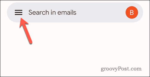 Koppintson a Gmail menü ikonjára a Gmail mobilban