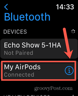 Apple Watch csatlakoztatott airpod
