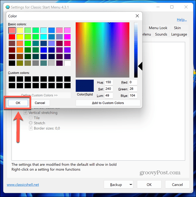 Windows 11 klasszikus shell színválasztó