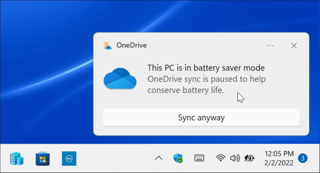 akkumulátorkímélő mód OneDrive Sync szünetel