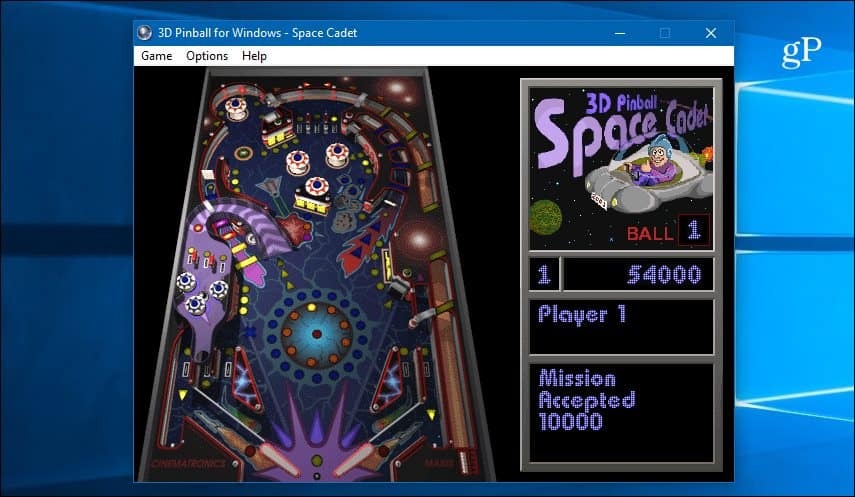 Space Cadet 3D Pinball a Windows 10 rendszeren