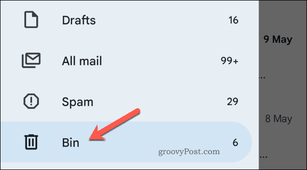 A kuka megnyitása a Gmailben mobilon