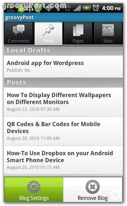 A Wordpress az Android hozzászólásokon áttekintése - vázlatok