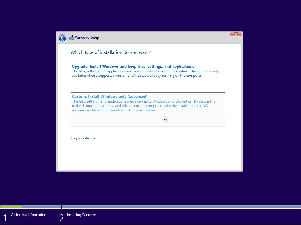 04 Cutom Windows 10 tiszta telepítés
