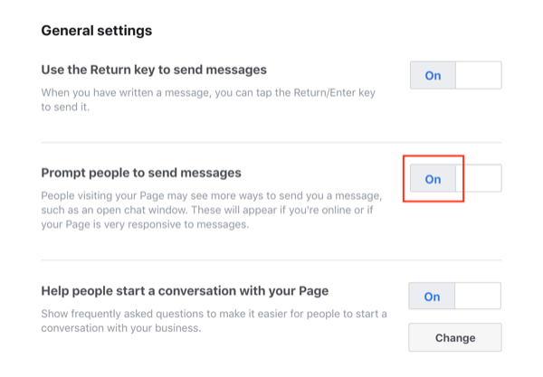 Facebook Messenger Üzenetek küldése funkció.