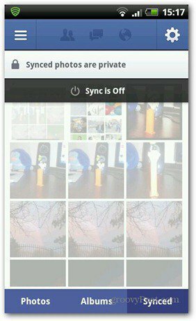 A Facebook fotószinkronizálása ki van kapcsolva