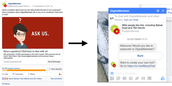 Ez a Facebook Messenger hirdetési kampány több mint 300 értékesítési beszélgetést eredményezett, mindössze 800 dollárért.
