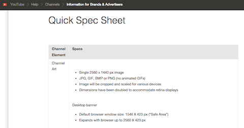 youtube borító specifikációi