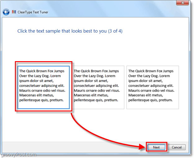 3. lépés: a clearType kalibrálása a Windows 7 rendszerben