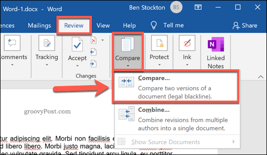 Két Microsoft Word dokumentum összehasonlítása