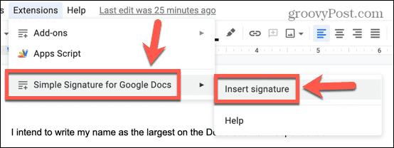 google docs szúrjon be aláírást a kiegészítőből