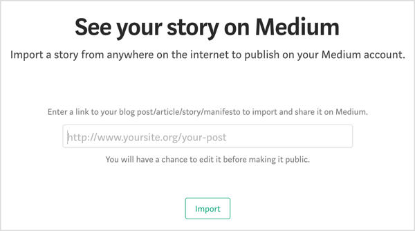 Írja be azt az URL-t, amely arra a blogbejegyzésre mutat, amelyet a Médiumon szeretne újból felhasználni.