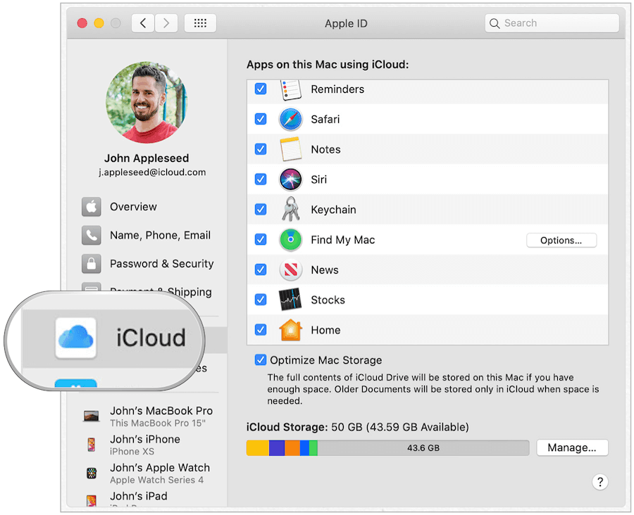 Mac iCloud kulcstartó
