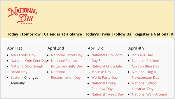 Nemzeti nap naptár