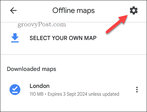 Az offline Google Térkép-térképek beállításai