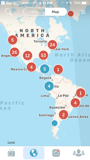 A Periscope térképe megkönnyíti a nézők számára, hogy világszerte élő közvetítéseket találjanak.