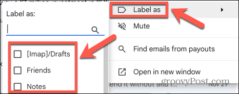 gmail címke mint
