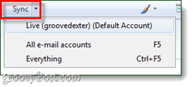 Windows Live mail szinkronizálás gomb