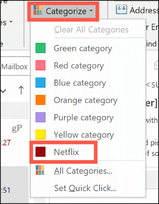 A színkategória manuális beállítása az Outlook programban