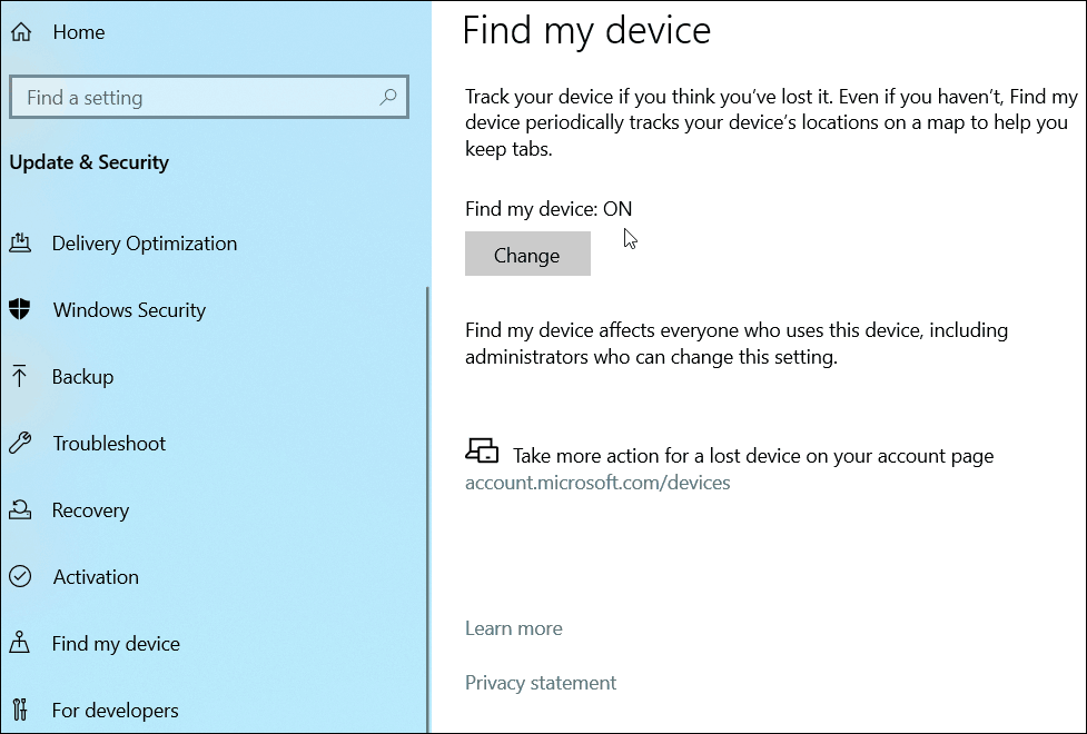 Keresse meg a készüléket Windows 10