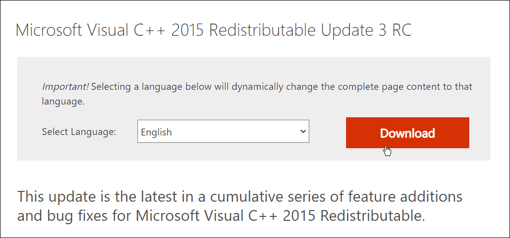 letöltés Microsoft visual C++ újraterjeszthető