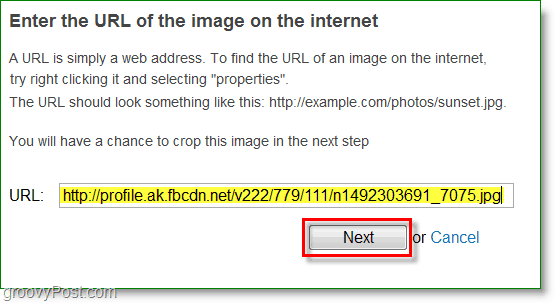 Gravatar képernyőképe - írja be a kép URL-jét