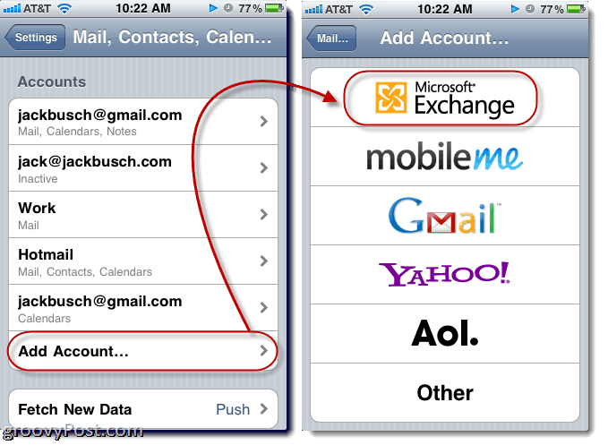 Hotmail Exchange ActiveSync hozzáadása az iPhone készülékhez