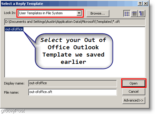 Outlook 2007 - Az Outlook-szabály létrehozása válasszon ki egy sablont