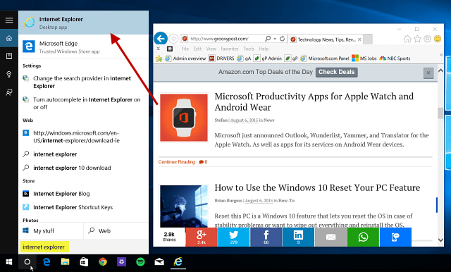 Windows 10 tipp: Keresse meg és használja az Internet Explorer böngészőt, ha szükséges
