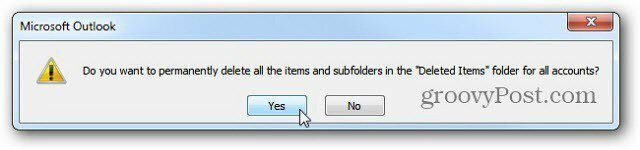 A törölt elemek automatikus kiürítése az Outlook 2010 programban kilépéskor