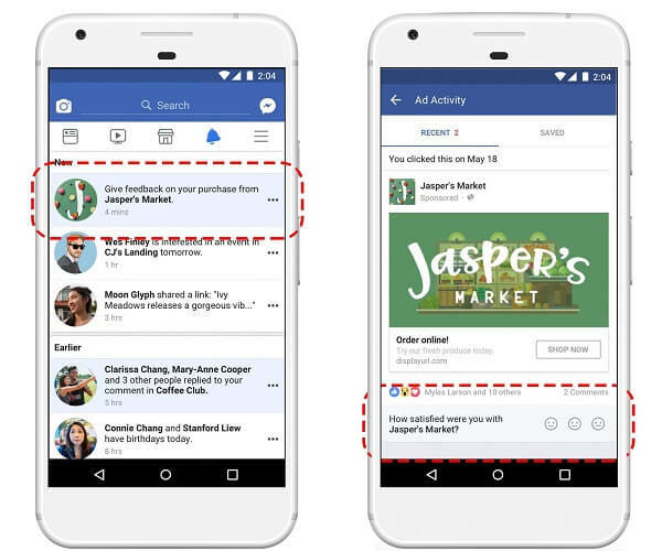 A Facebook egy új e-kereskedelmi felülvizsgálati lehetőséget indít a Legutóbbi hirdetések tevékenység irányítópultján belül, amely lehetővé teszi a vásárlók számára, hogy visszajelzést adjanak a Facebookon hirdetett termékekről.