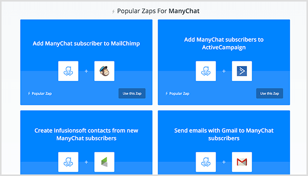 Molly Pitmann szerint a Zapier integráció lehetővé teszi, hogy a felhasználó által a Messengerben megadott e-mail címet elküldje az e-mail automatizáló szoftverének.