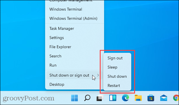 Nincs hibernálás lehetőség a Windows 11 X + Windows menüjében