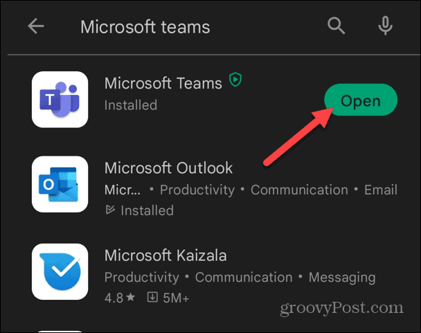 A Microsoft Teams telepítése Androidra