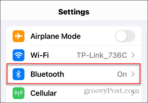 Bluetooth opció az iOS beállításokban
