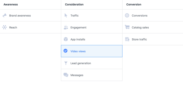 Facebook ThruPlay optimalizálás videohirdetésekhez, 1. lépés.