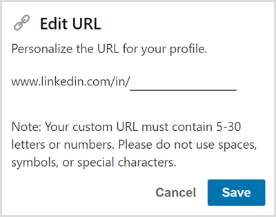 Szerkessze a LinkedIn-profil URL-jét.