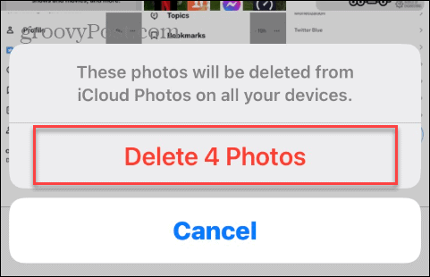 Törölje a fényképeket az iCloudból