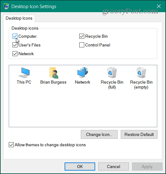 ikonok visszaállítják az asztali ikonokat a Windowson