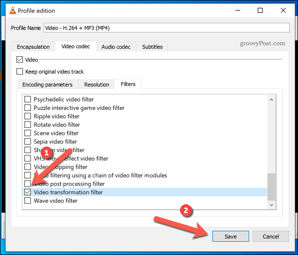 Forgásszűrő hozzáadása VLC-videóhoz Windows rendszeren