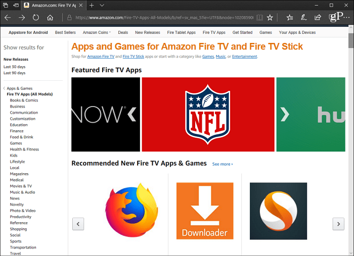 Apps Fire TV Amazon webhely