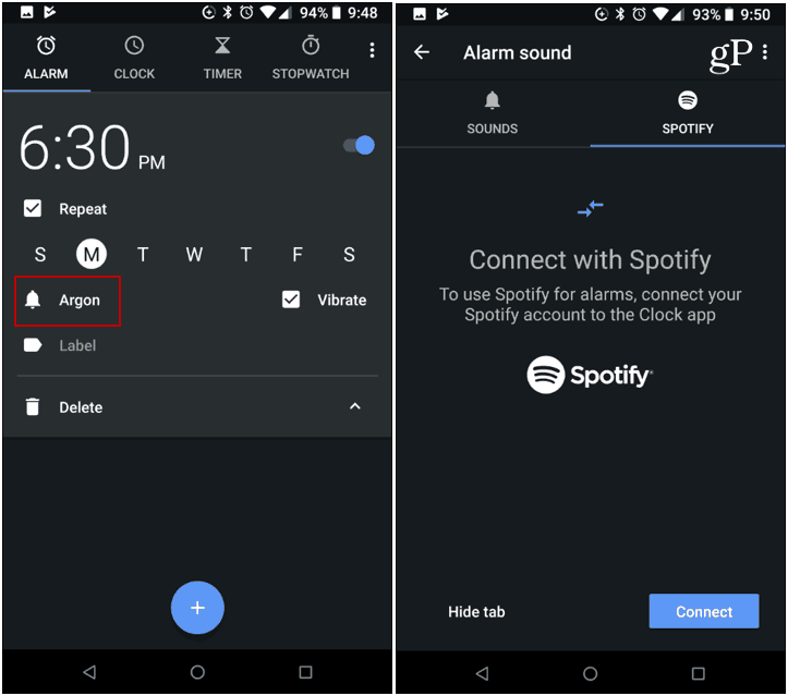 Google ébresztőóra Spotify