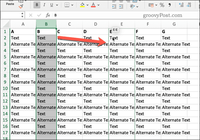 Oszlop áthelyezése Excelben